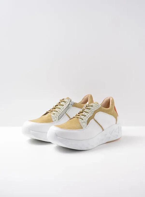 Wolky Bounce - wit/groen combi leer Sneakers voor dames