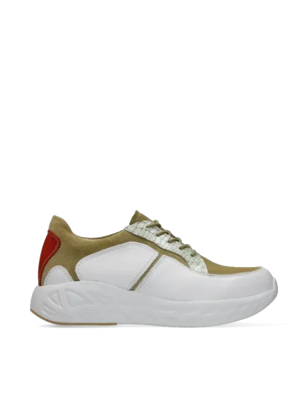 Wolky Bounce - wit/groen combi leer Sneakers voor dames