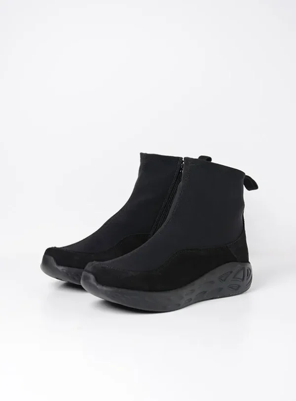 Wolky Rebound S2F - zwart stretch/suede combi Sneakers voor dames