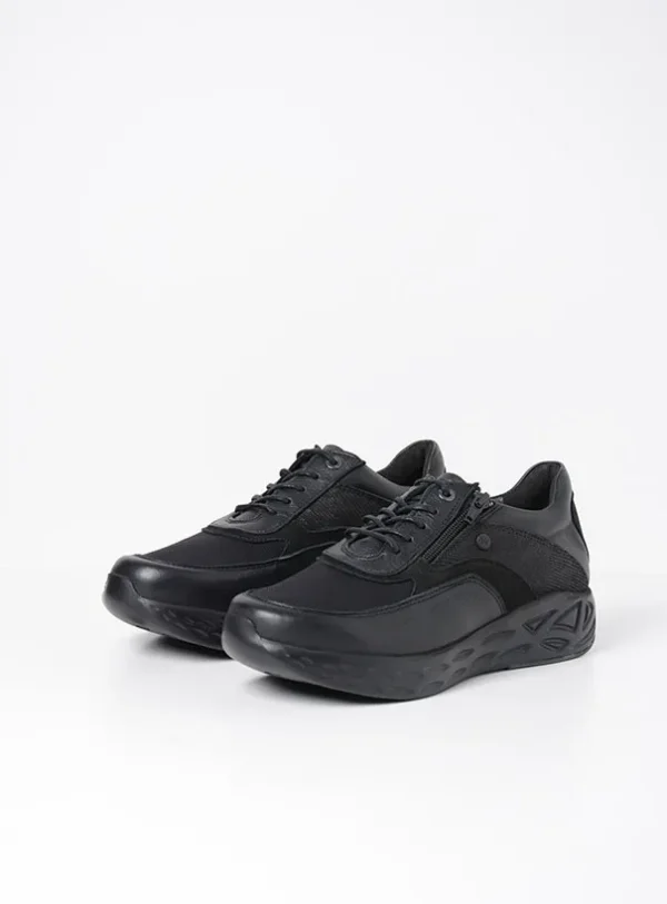 Wolky Vitality S2F - zwart stretch/leer combi Sneakers voor dames