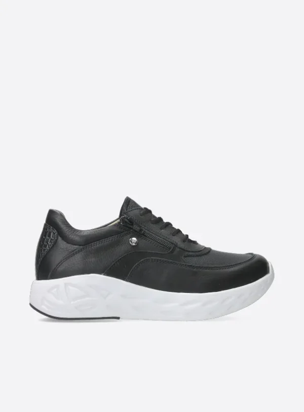 Wolky Vitality S2F - zwart/wit stretch/leer combi Sneakers voor dames