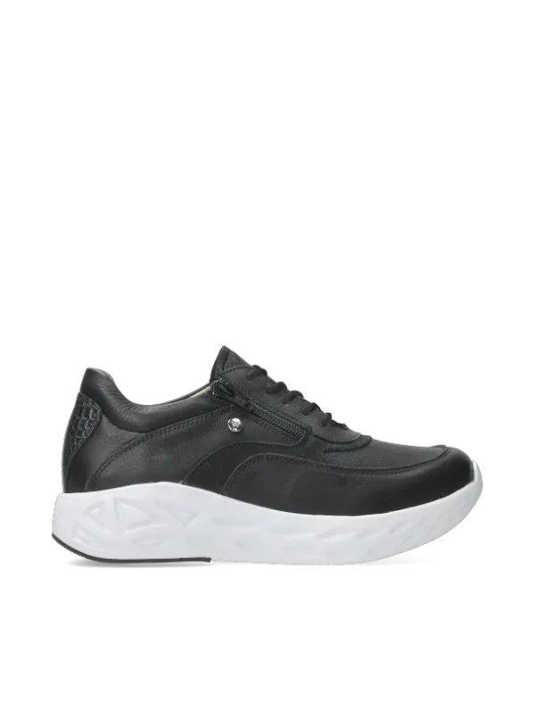 Wolky Vitality S2F - zwart/wit stretch/leer combi Sneakers voor dames