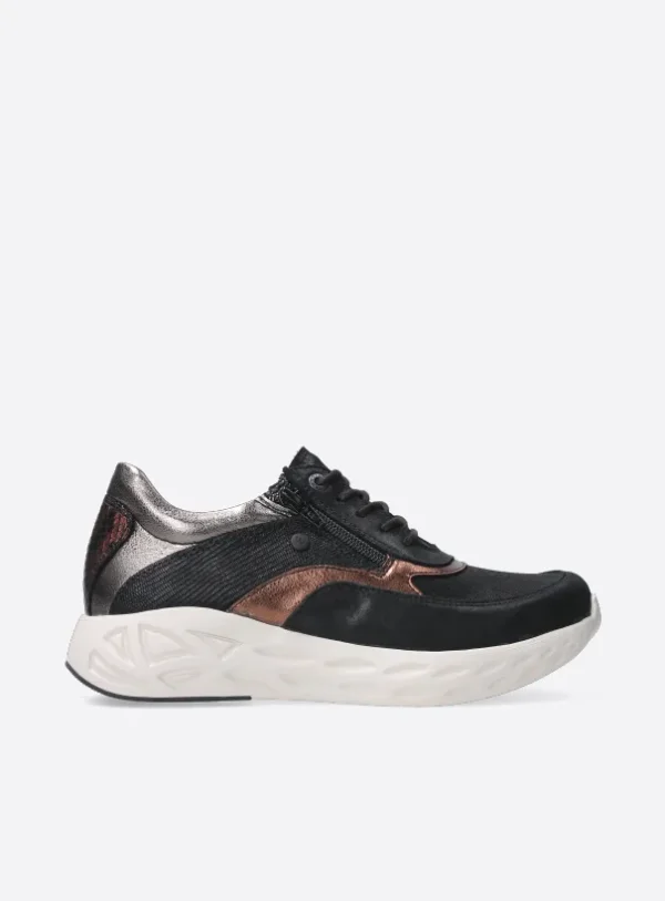Wolky Vitality S2F - zwart/brons stretch/leer combi Sneakers voor dames