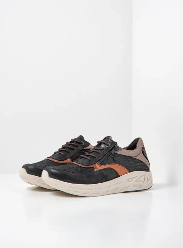 Wolky Vitality S2F - zwart/brons stretch/leer combi Sneakers voor dames