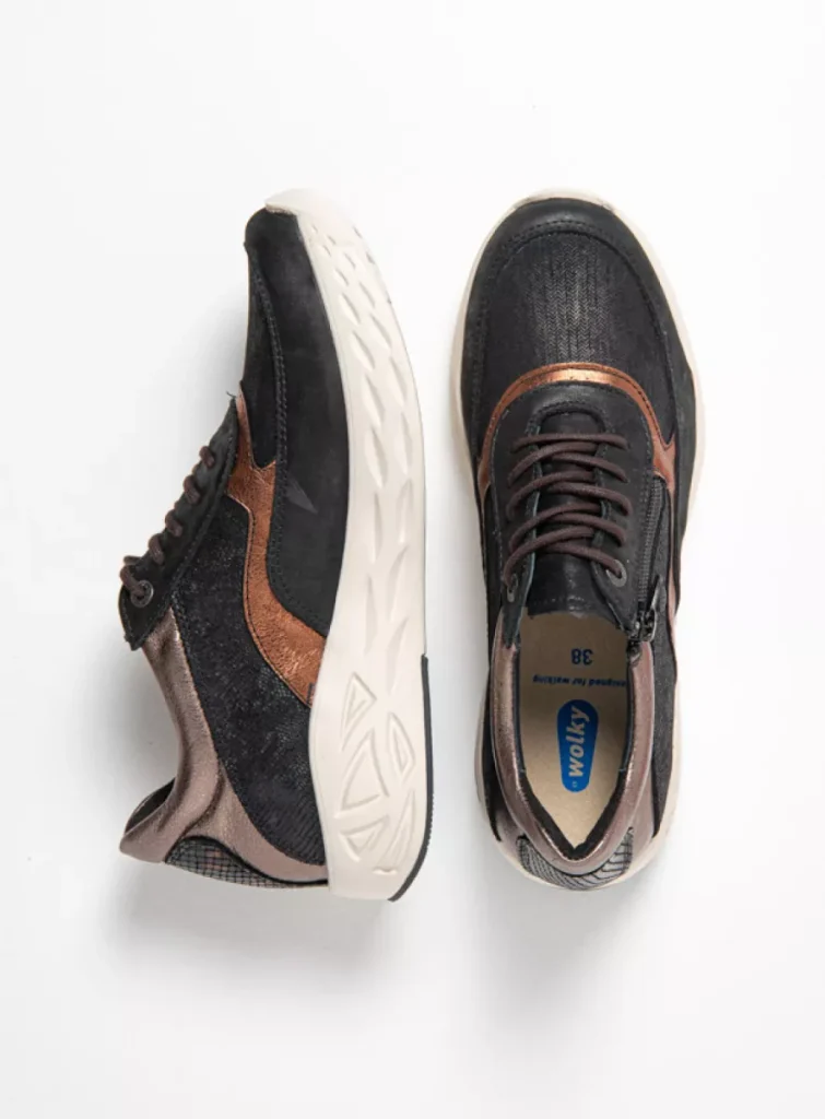 Wolky Sneakers 05703 Vitality S2F 90032 zwart/brons stretch/leer combi