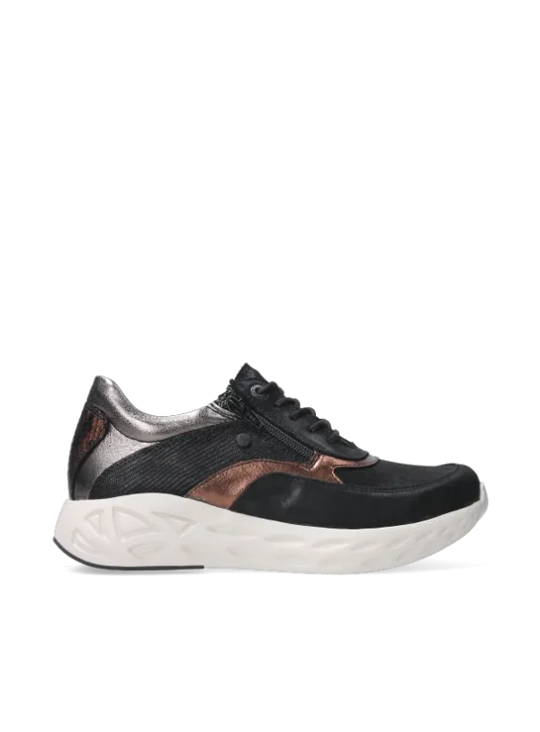 Wolky Vitality S2F - zwart/brons stretch/leer combi Sneakers voor dames