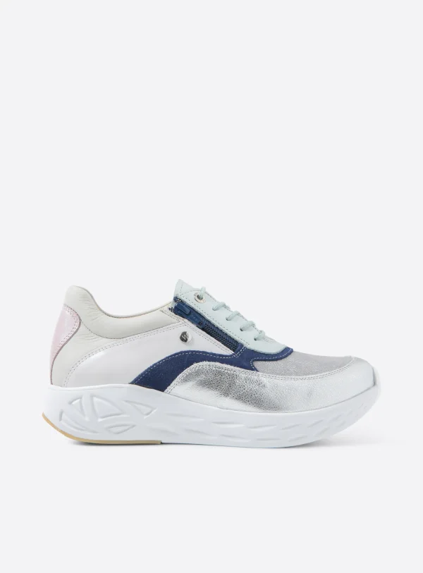 Wolky Vitality S2F - zilver/pastel stretch/leer combi Sneakers voor dames