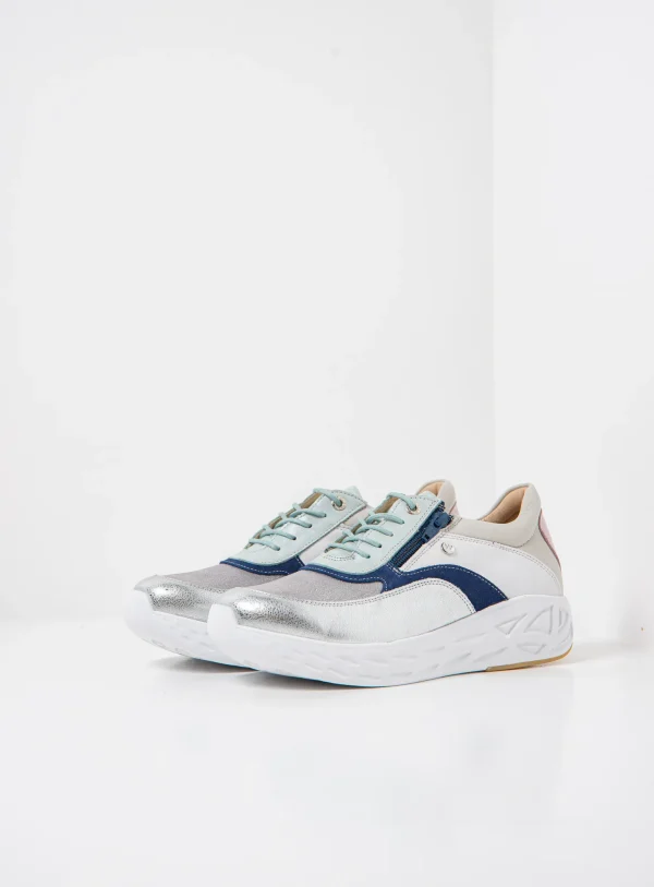 Wolky Vitality S2F - zilver/pastel stretch/leer combi Sneakers voor dames