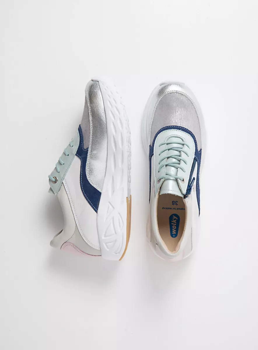 Wolky Sneakers 05703 Vitality S2F 90134 zilver/pastel stretch/leer combi