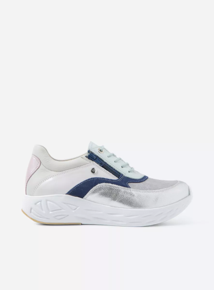 Wolky Sneakers 05703 Vitality S2F 90134 zilver/pastel stretch/leer combi