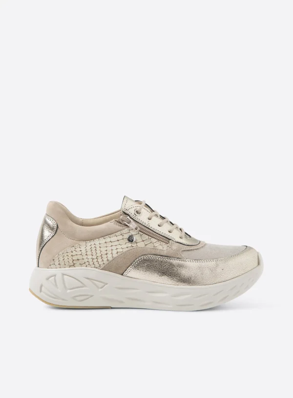 Wolky Vitality S2F - champagne stretch/leer combi Sneakers voor dames
