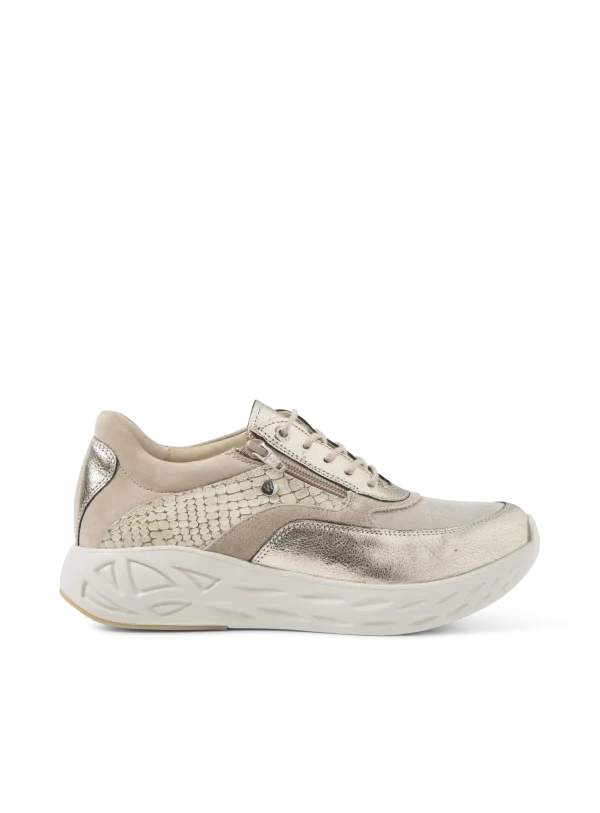 Wolky Vitality S2F - champagne stretch/leer combi Sneakers voor dames