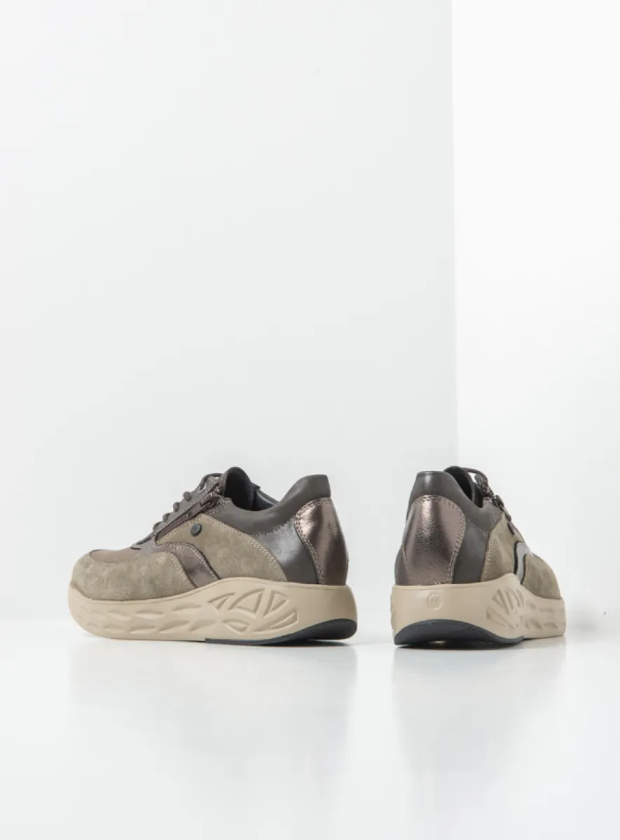 Wolky Sneakers 05703 Vitality S2F 90203 brons metallic stretch/leer combi