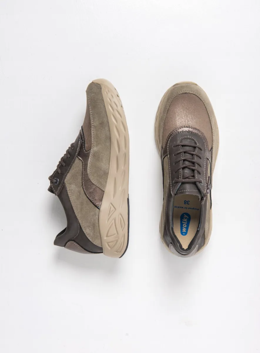 Wolky Sneakers 05703 Vitality S2F 90203 brons metallic stretch/leer combi