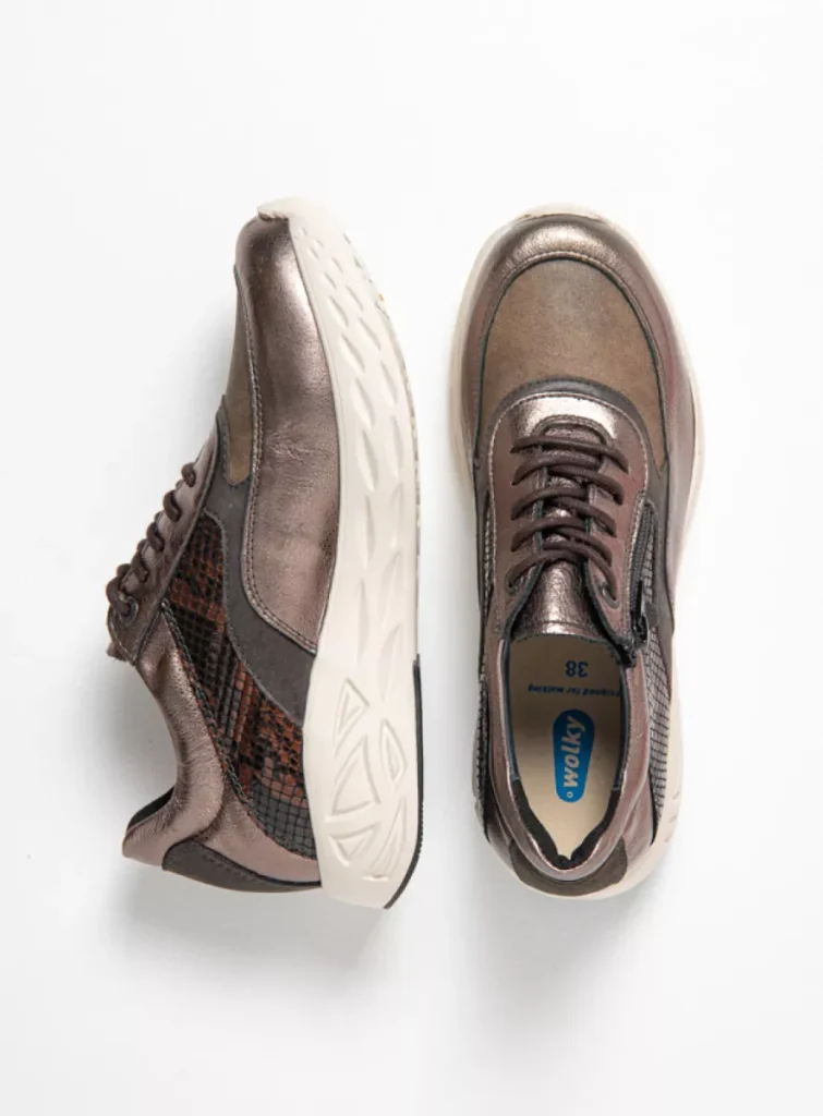 Wolky Sneakers 05703 Vitality S2F 90204 brons metallic stretch/leer combi