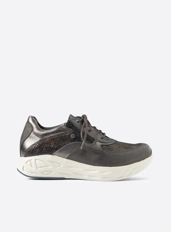 Wolky Vitality S2F - lood metallic stretch/leer combi Sneakers voor dames