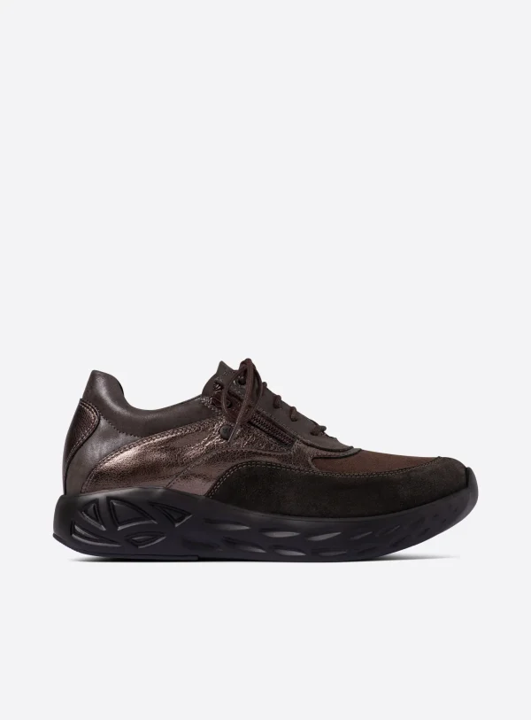 Wolky Vitality S2F - bruin stretch/leer combi Sneakers voor dames