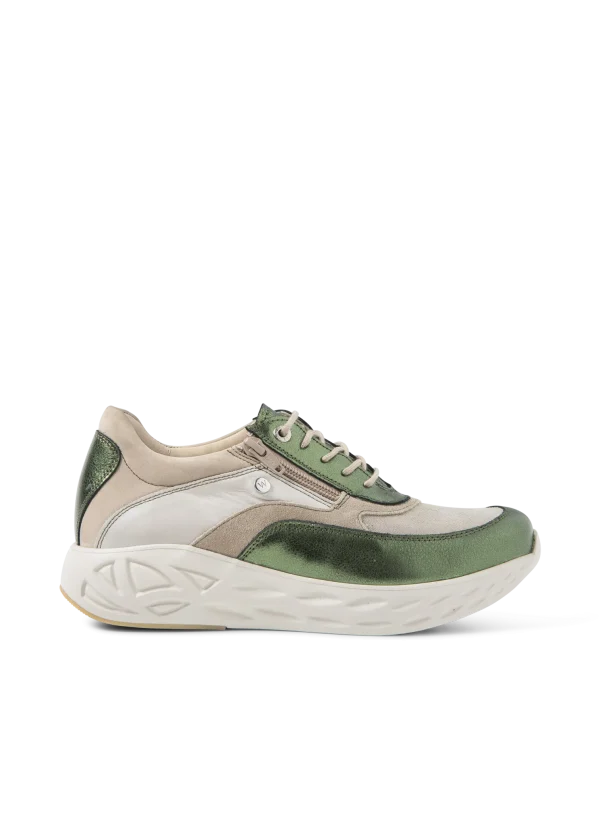 Wolky Vitality S2F - groen metallic stretch/leer combi Sneakers voor dames
