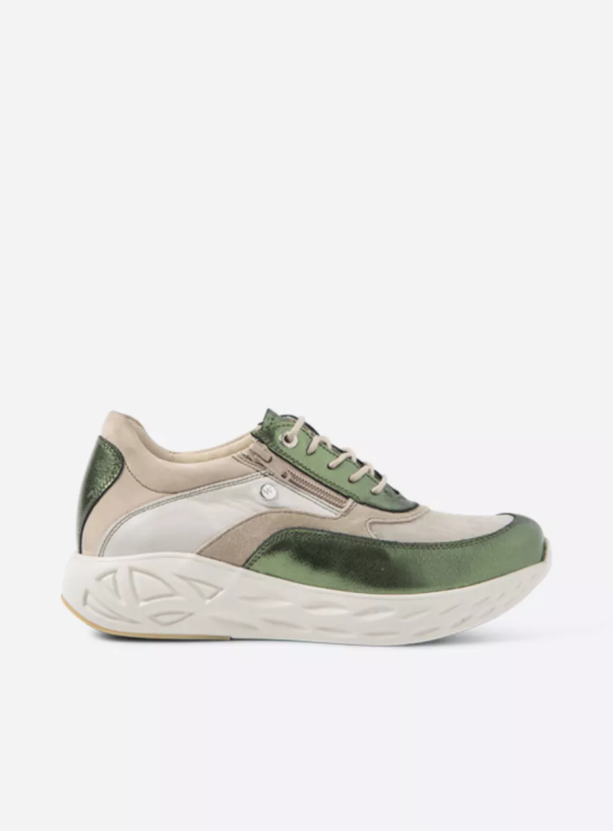 Wolky Sneakers 05703 Vitality S2F 90702 groen metallic stretch/leer combi