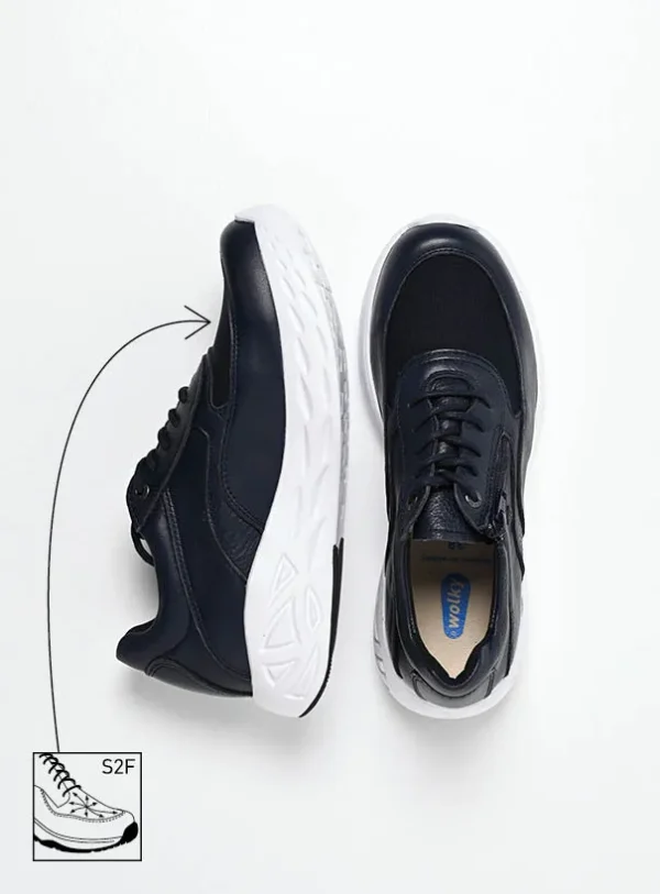 Wolky Vitality S2F - blauw stretch/leer combi Sneakers voor dames