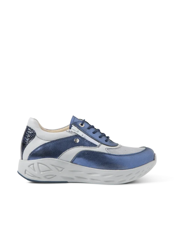 Wolky Vitality S2F - blauw metallic stretch/leer combi Sneakers voor dames
