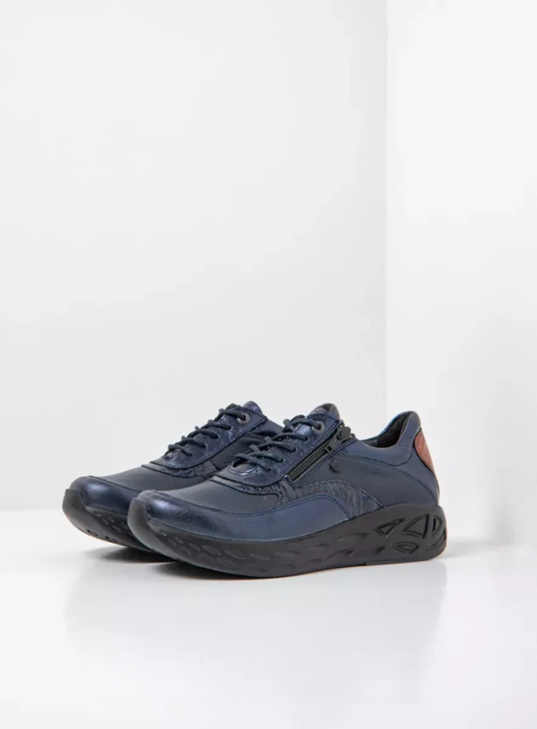 Wolky Sneakers 05703 Vitality S2F 90802 marineblauw stretch/leer combi