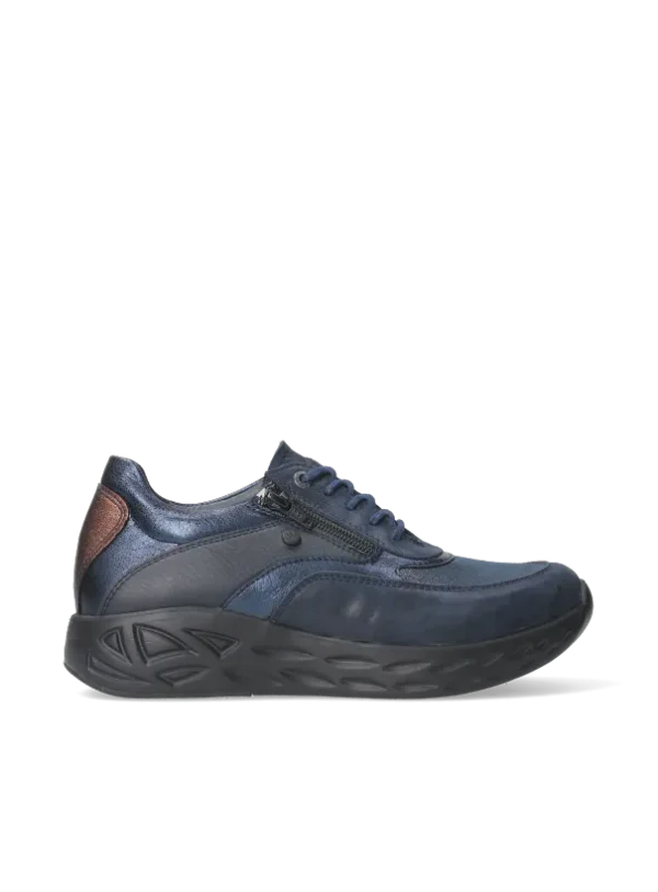 Wolky Vitality S2F - marineblauw stretch/leer combi Sneakers voor dames