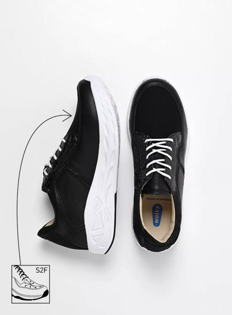 Wolky Sneakers 05704 Bounce S2F 90002 zwart/wit stretch/leer combi