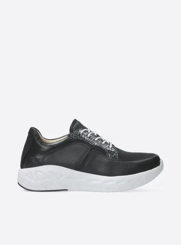 Wolky Bounce S2F - zwart/wit stretch/leer combi Sneakers voor dames