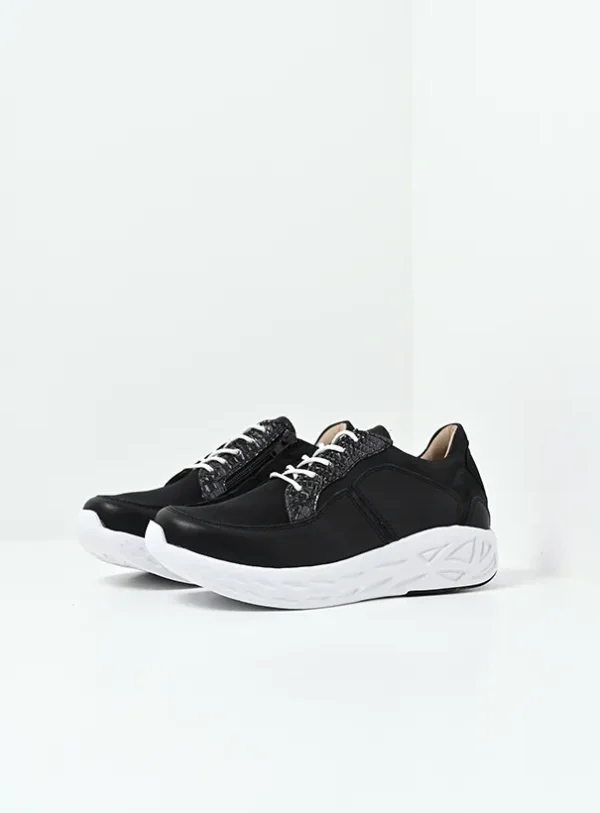 Wolky Bounce S2F - zwart/wit stretch/leer combi Sneakers voor dames