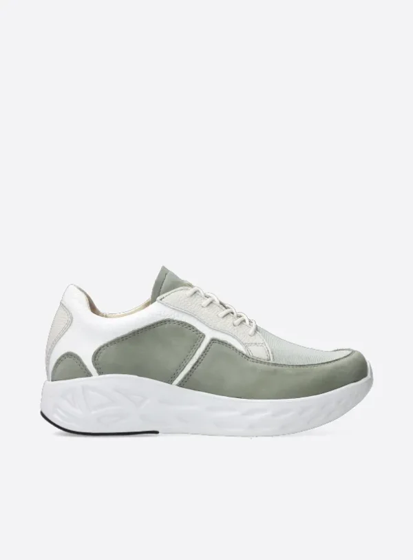 Wolky Bounce S2F - grijsgroen stretch/leer combi Sneakers voor dames
