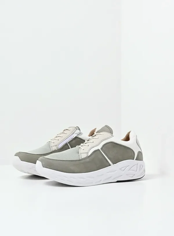 Wolky Bounce S2F - grijsgroen stretch/leer combi Sneakers voor dames