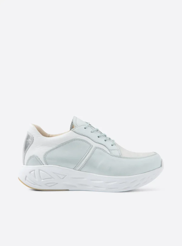 Wolky Bounce S2F - lichtblauw stretch/leer combi Sneakers voor dames