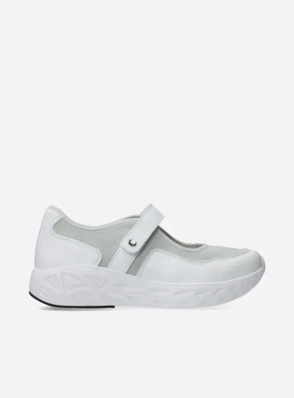 Wolky Spring S2F - wit/grijsgroen stretch/leer combi Bandschoenen voor dames