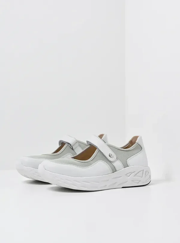 Wolky Spring S2F - wit/grijsgroen stretch/leer combi Bandschoenen voor dames
