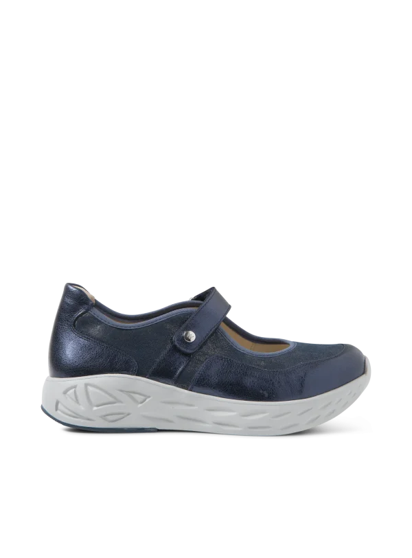 Wolky Spring S2F - marineblauw stretch/leer combi Bandschoenen voor dames