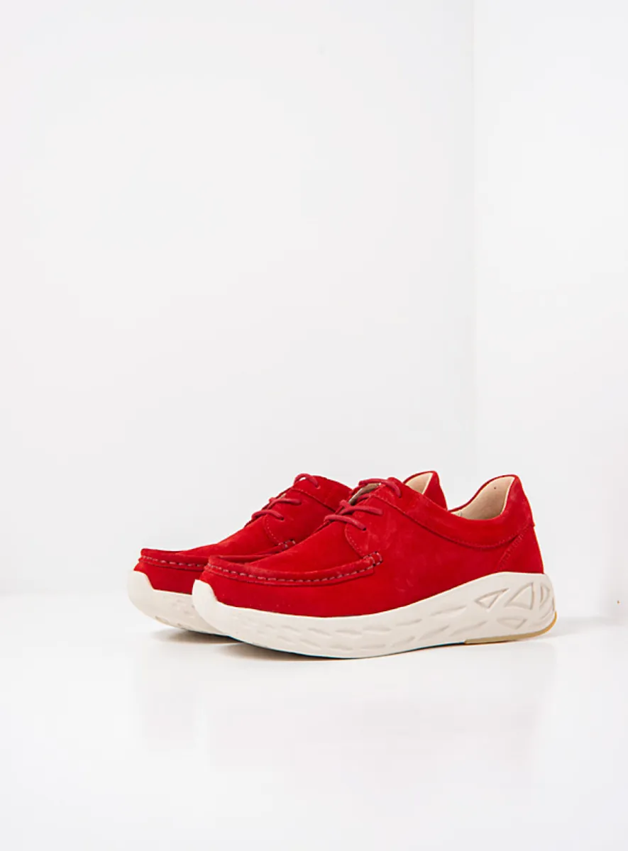 Wolky Pro Moc - rood suede Veterschoenen voor dames