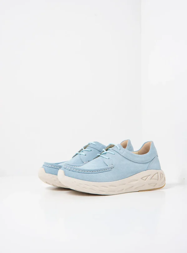 Wolky Pro Moc - lichtblauw suede Veterschoenen voor dames
