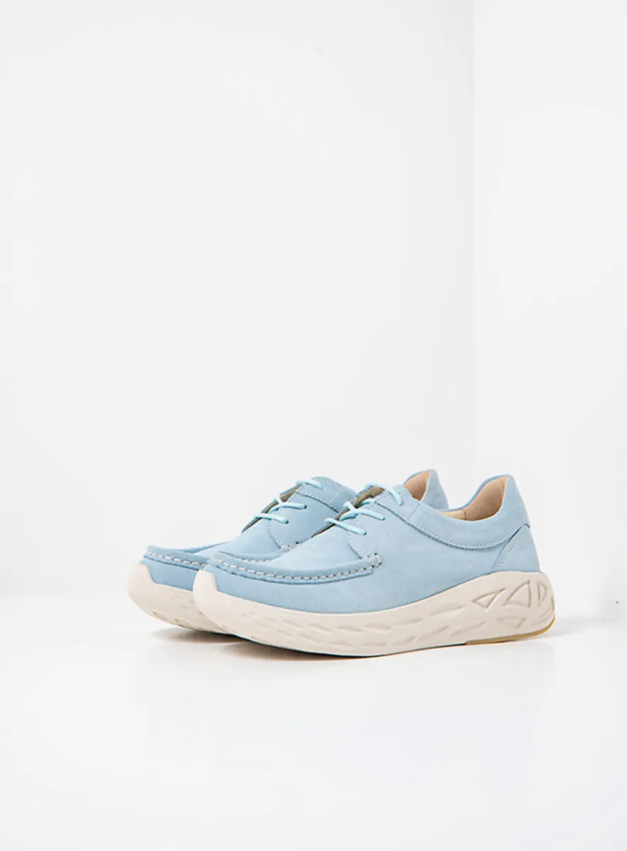 Wolky Pro Moc - lichtblauw suede Veterschoenen voor dames