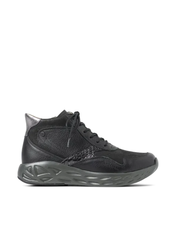Wolky Zest S2F - zwart stretch/leer combi Hoge veterschoenen voor dames
