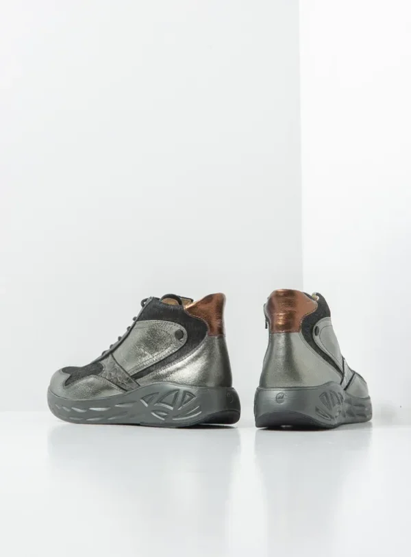 Wolky Zest S2F - antraciet stretch/leer combi Hoge veterschoenen voor dames