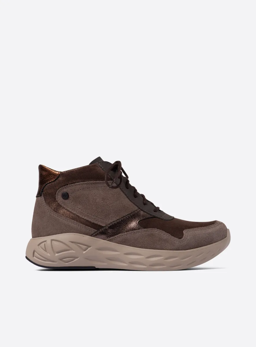 Wolky Zest S2F - taupe stretch/leer combi Hoge veterschoenen voor dames