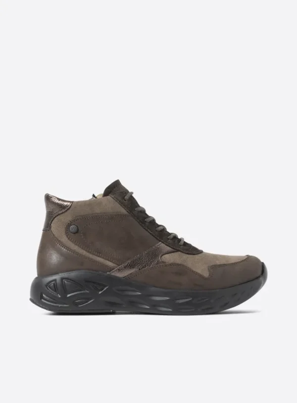 Wolky Zest S2F - bruin stretch/leer combi Hoge veterschoenen voor dames
