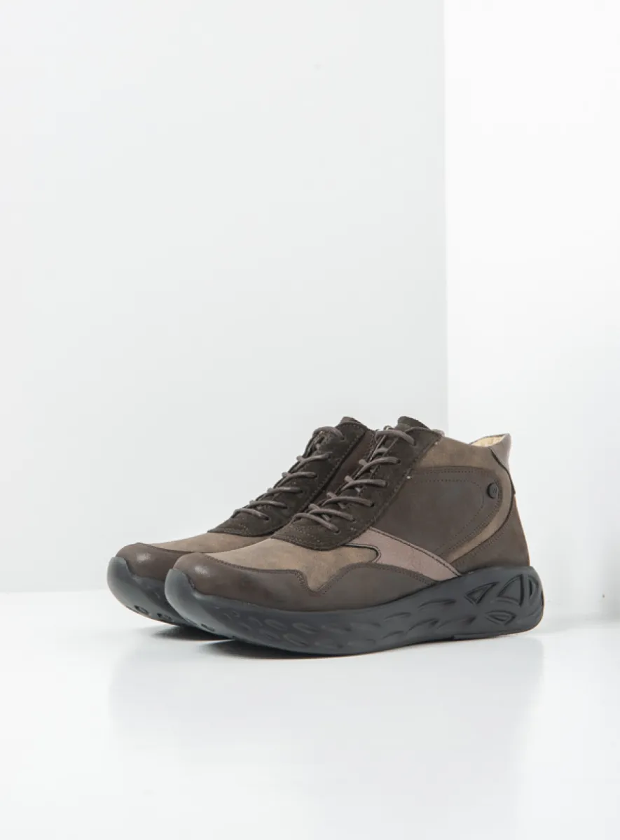 Wolky Zest S2F - bruin stretch/leer combi Hoge veterschoenen voor dames