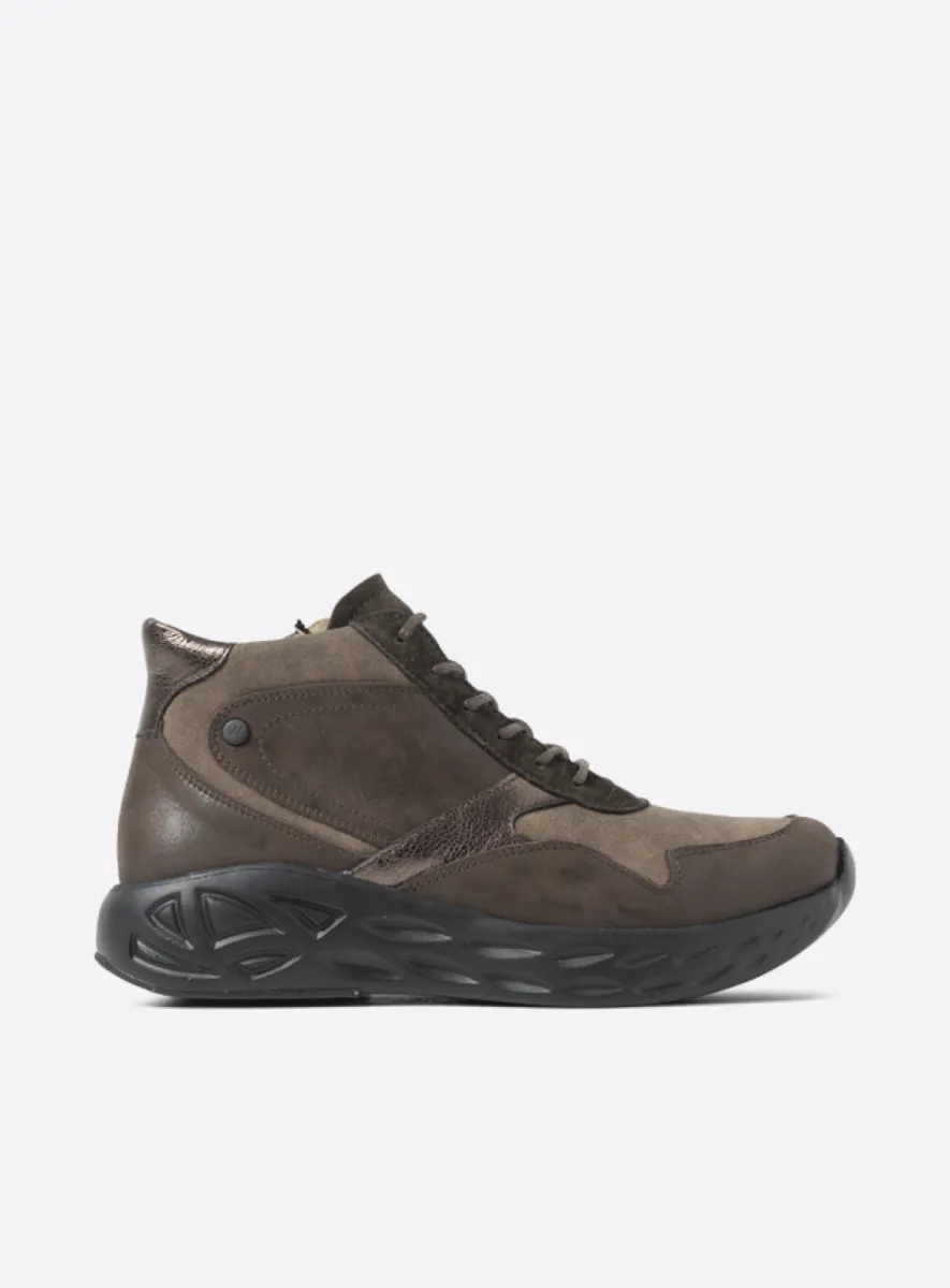 Wolky Zest S2F - bruin stretch/leer combi Hoge veterschoenen voor dames