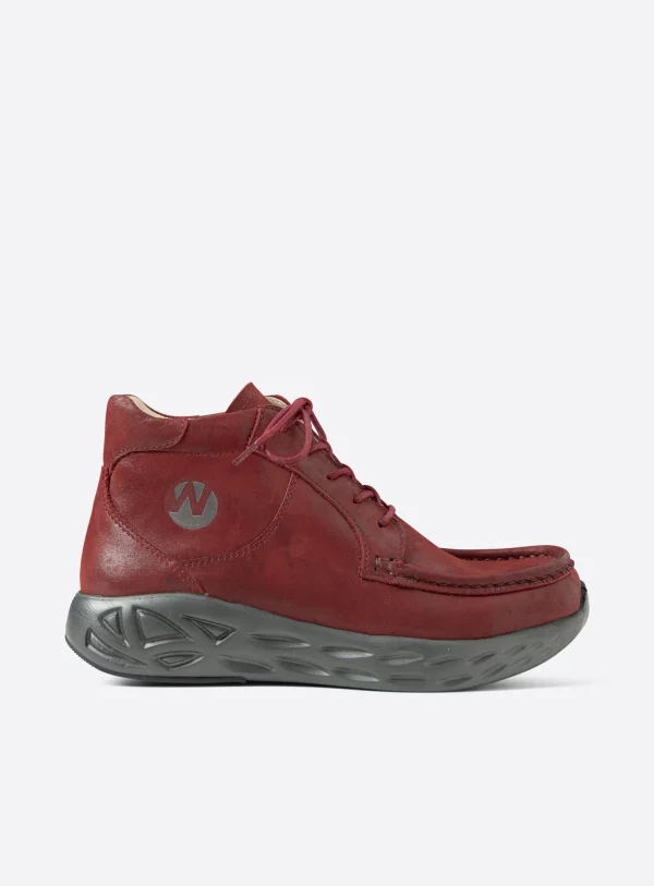 Wolky Roll Bounce - kersenrood effectleer Hoge veterschoenen voor dames