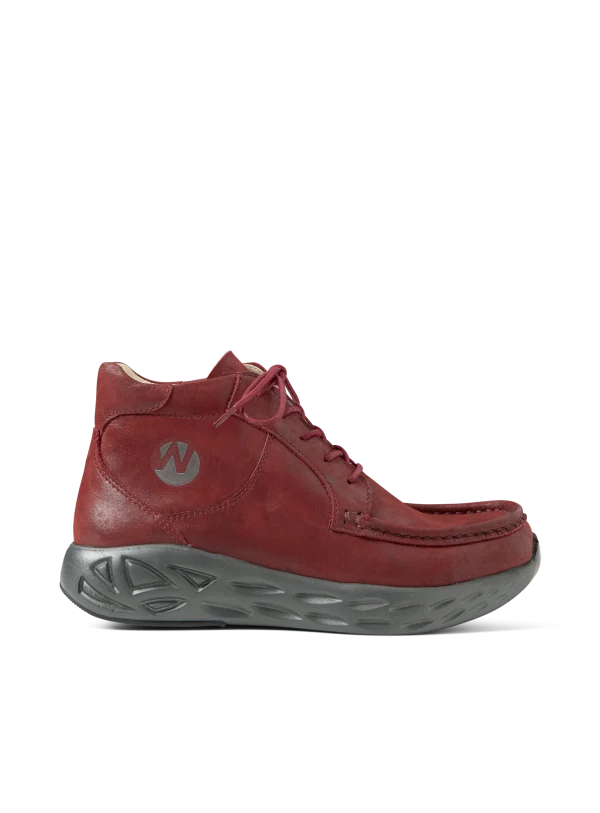 Wolky Roll Bounce - kersenrood effectleer Hoge veterschoenen voor dames