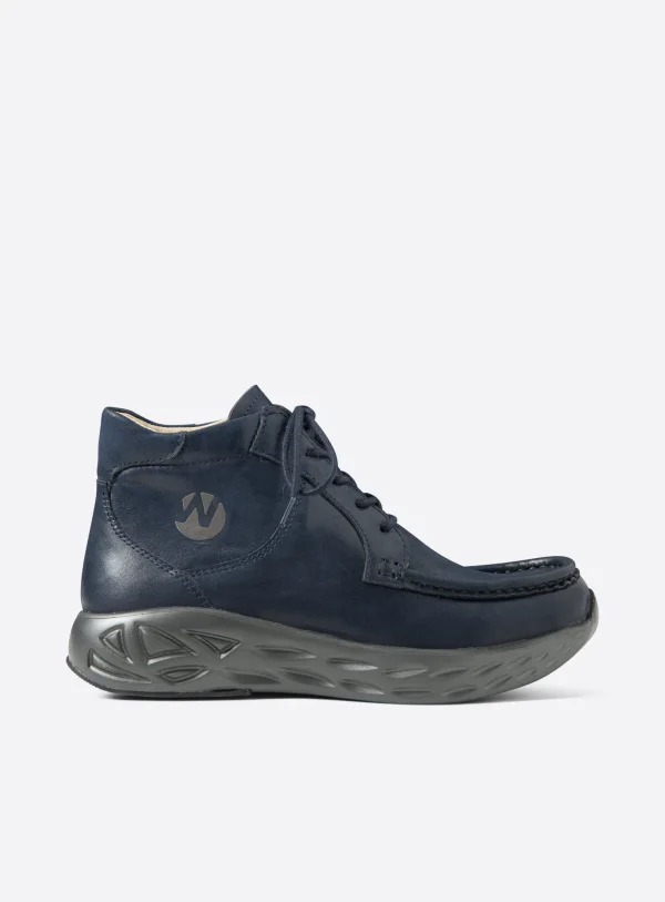 Wolky Roll Bounce - denimblauw effectleer Hoge veterschoenen voor dames