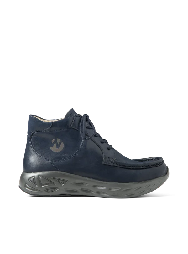 Wolky Roll Bounce - denimblauw effectleer Hoge veterschoenen voor dames