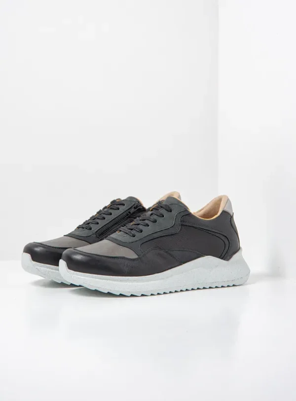 Wolky Whaler S2F - zwart stretch/leer combi Comfortschoenen heren voor heren